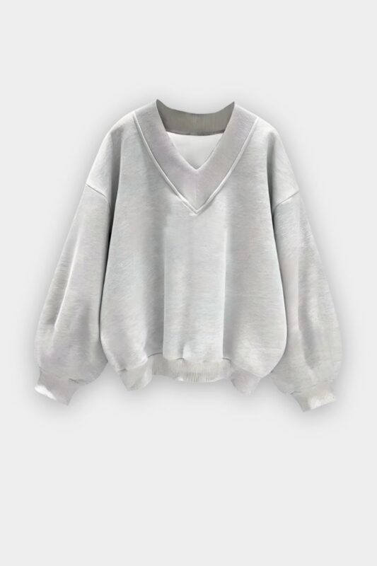 Ash Grey V-Neck Carbon Soft Oversize Sweatshirt