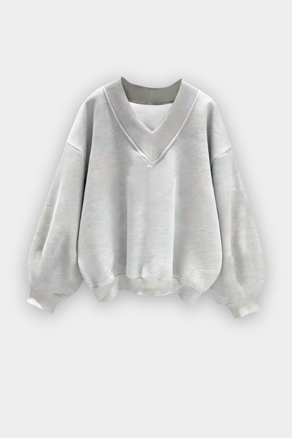 Ash Grey V-Neck Carbon Soft Oversize Sweatshirt