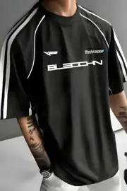 Black Energy Y2K Piping Detail Oversize T-Shirt