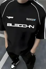 Black Energy Y2K Piping Detail Oversize T-Shirt