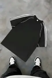 Black Energy Y2K Piping Detail Oversize T-Shirt