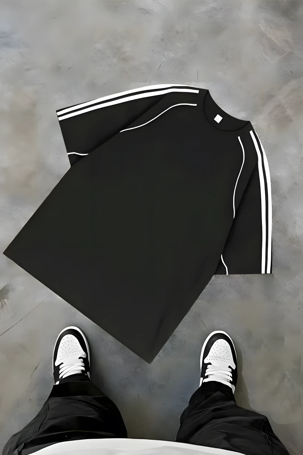 Black Energy Y2K Piping Detail Oversize T-Shirt