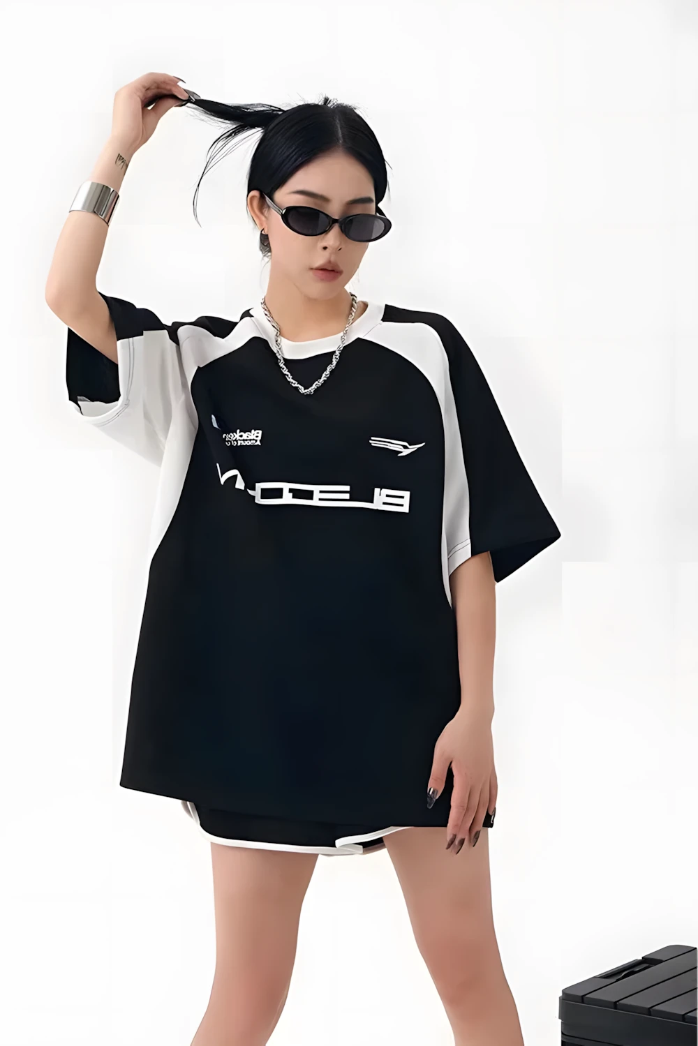 Black Energy Y2K Racer Stripe Oversize T-Shirt