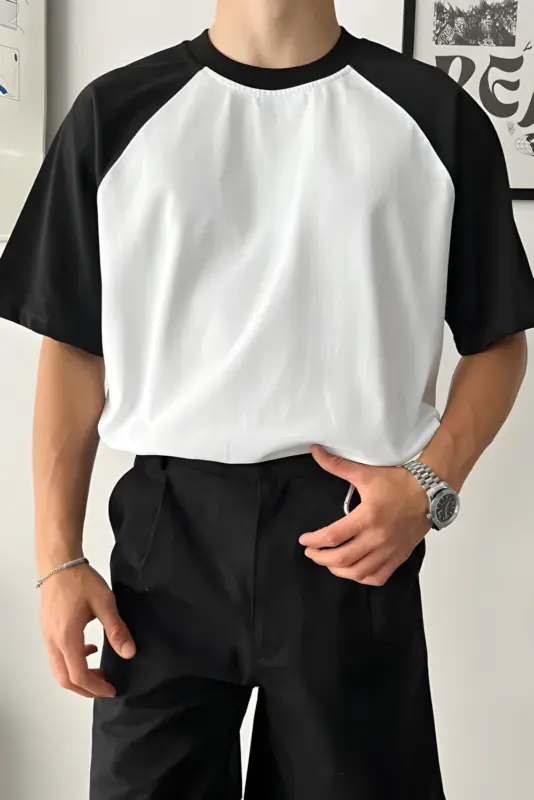 Black & White Raglan Oversize T-Shirt