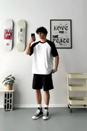 Black & White Raglan Oversize T-Shirt