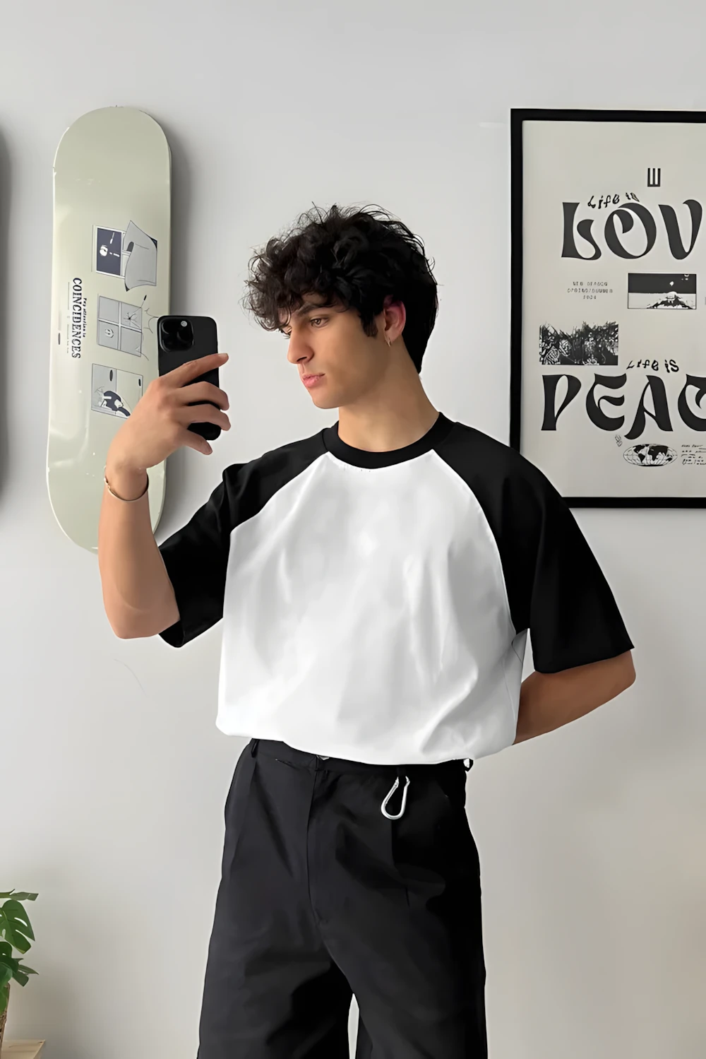 Black & White Raglan Oversize T-Shirt