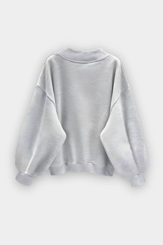 Comfort In Paris Ash Grey V-Neck Oversize Sweatshirt