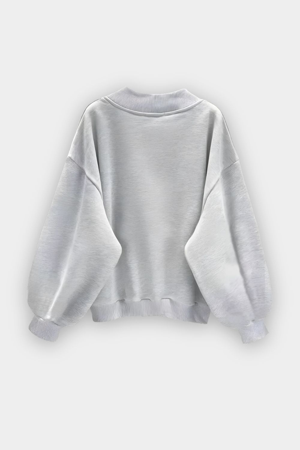Comfort In Paris Ash Grey V-Neck Oversize Sweatshirt