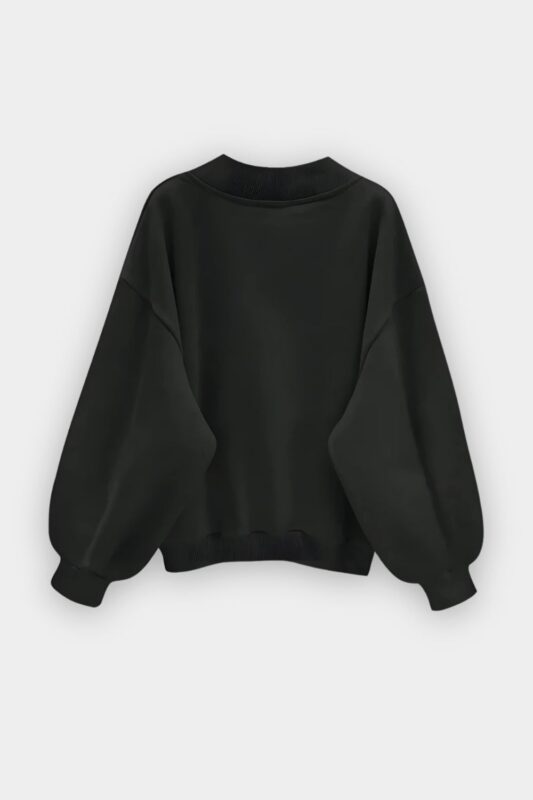Comfort In Paris Jet Black V-Neck Oversize Sweatshirt