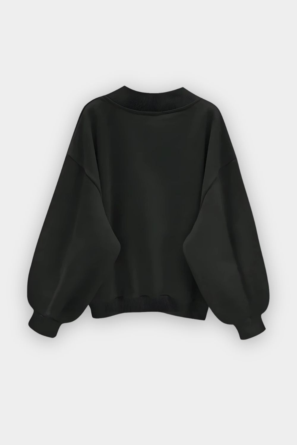 Comfort In Paris Jet Black V-Neck Oversize Sweatshirt
