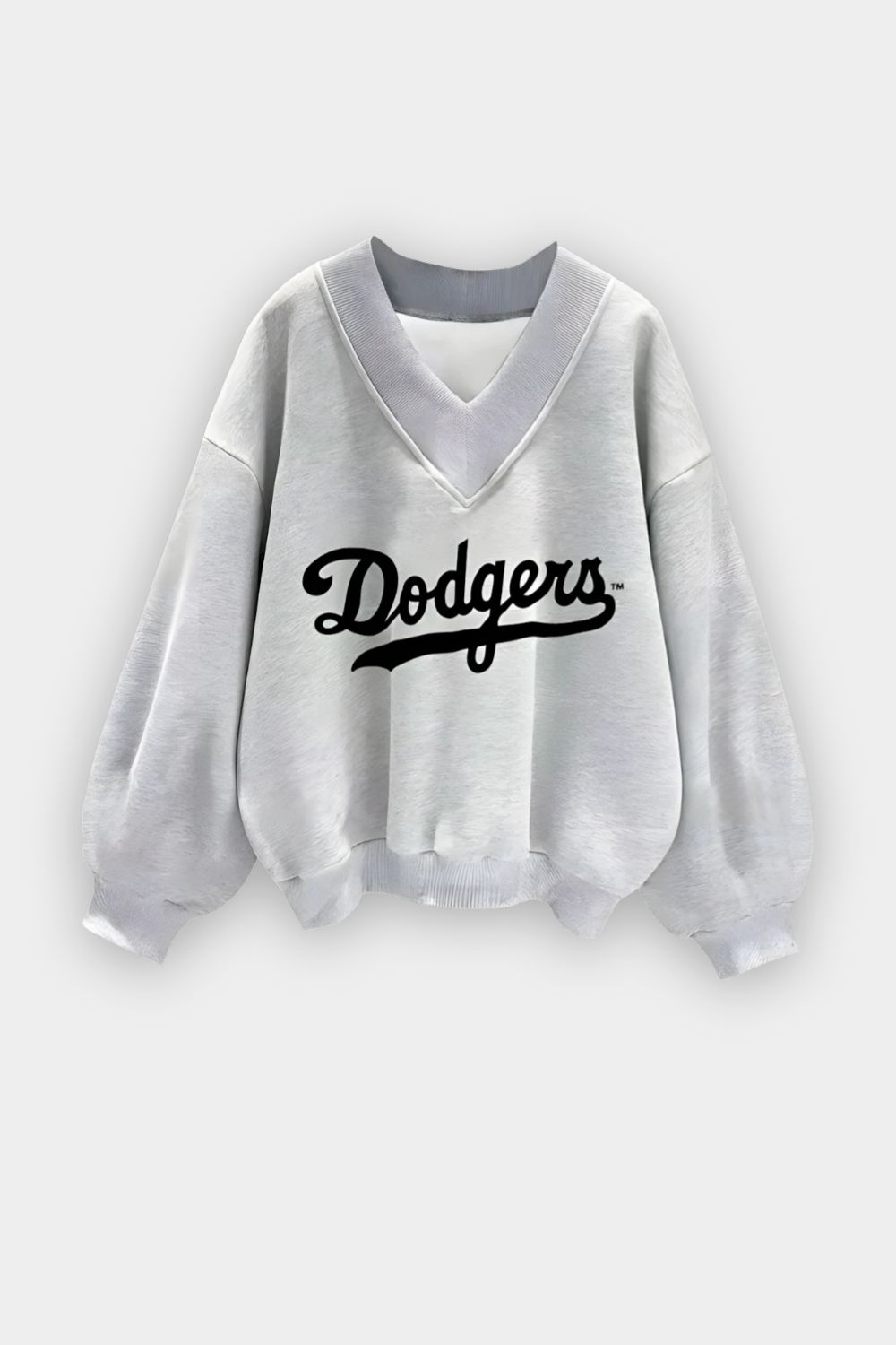 Dodgers Ash Grey V-Neck Oversize Sweatshirt