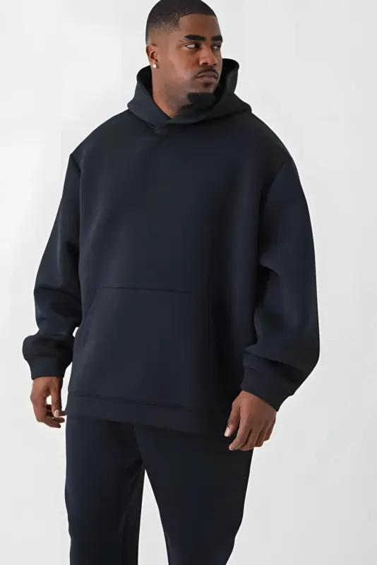Jet Black Carbon Soft Fleece Oversize Hoodie
