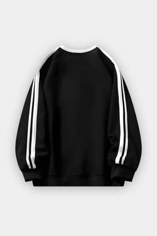 Jet Black Side Stripe Oversize Sweatshirt