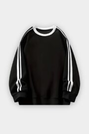 Jet Black Side Stripe Oversize Sweatshirt