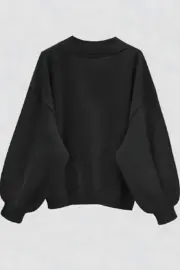 Jet Black V-Neck Carbon Soft Oversize Sweatshirt