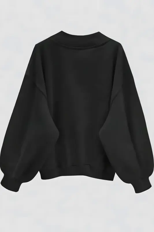 Jet Black V-Neck Carbon Soft Oversize Sweatshirt