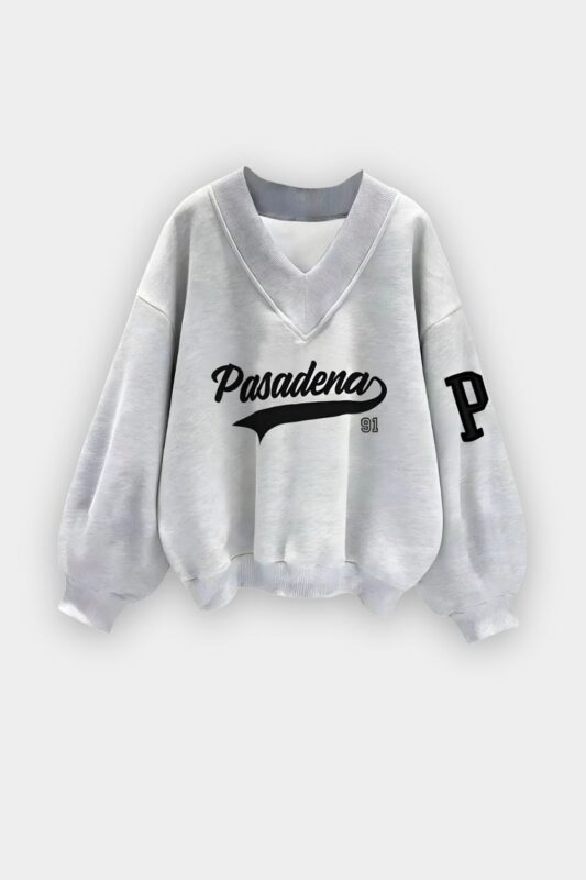 Pasadena Ash Grey V-Neck Carbon Soft Sweatshirt