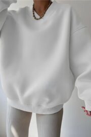 Pure White V-Neck Oversize Sweatshirt