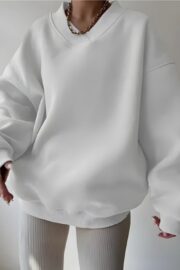 Pure White V-Neck Oversize Sweatshirt