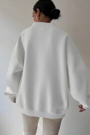 Pure White V-Neck Oversize Sweatshirt
