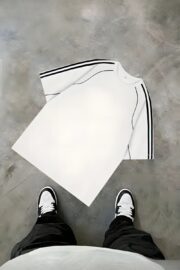 White Energy Y2K Racer Stripe Oversize T-Shirt